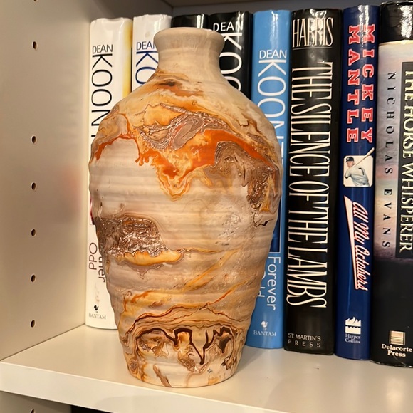 Nemadji Other - Old Native American Nemadji Pottery Vase colors of orange, brown & yello…